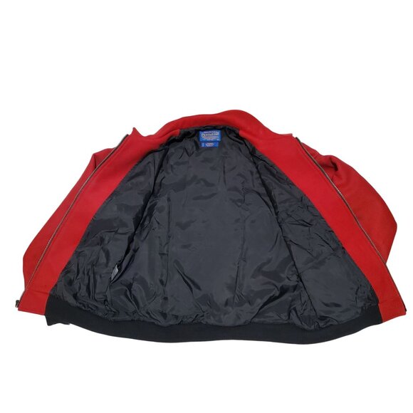 PENDLETON Unisex Red Wool Aztec Native Western Southwest Bomber Jacket Large - Picture 7 of 11